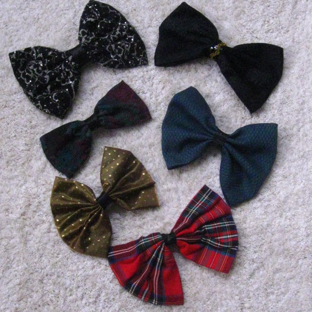 Vintage 80s Big Hair Bows Bundle of 6 Hair Accessories